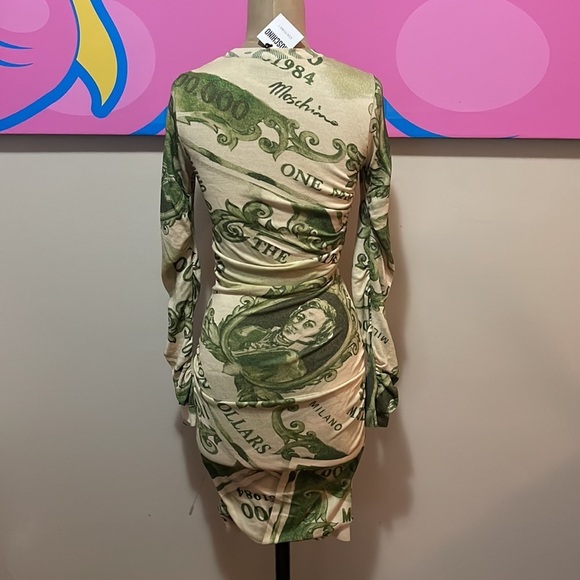 Moschino Couture Stretch Wool Dollar Bill Dress - Picture 7 of 16